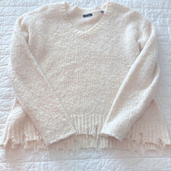 ATM Anthony Thomas Melillo Ivory Alpaca Wool Destroyed Chenille Sweater large - Picture 3 of 8